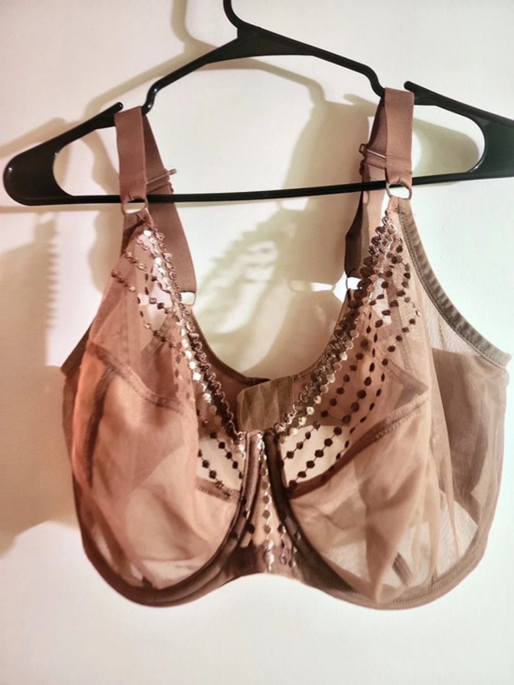 Elomi Matilda Plunge Sheer Mesh Cup Racerback Balconette Bra Brown